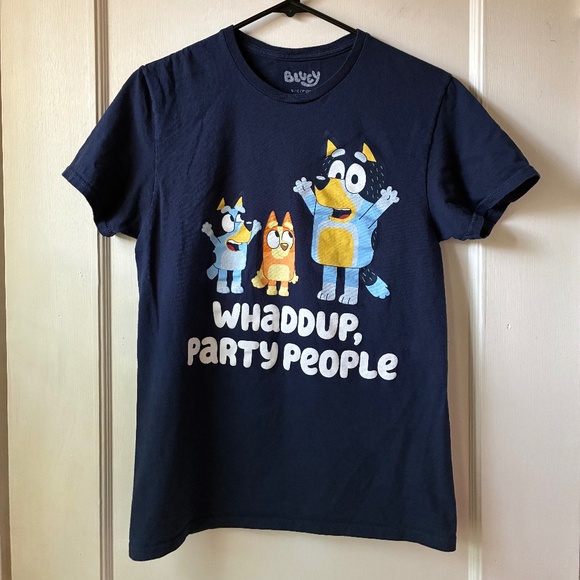 Bluey Whaddup Party People Graphic Print T-Shirt - Picture 1 of 5